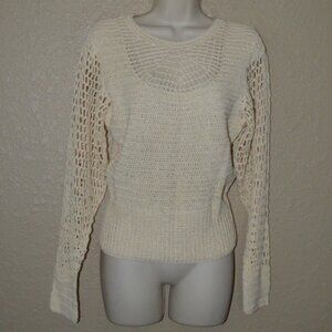 NWOT Sz 36 2 ROHE Cream Crochet Knit Long Sleeve Sweater